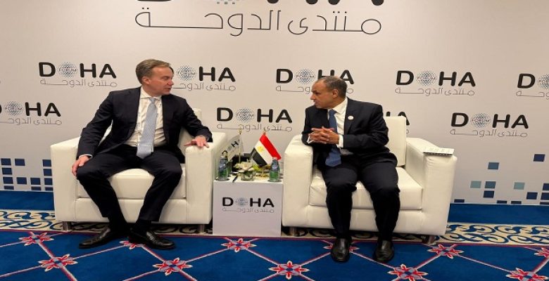 وزير الخارجية يلتقى مع رئيس المنتدى الاقتصادى العالمى